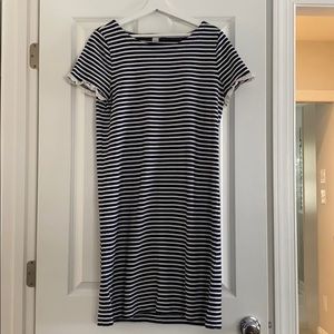 Navy and white stripe shift dress